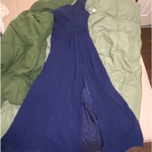 ever pretty dark blue leg cut dress